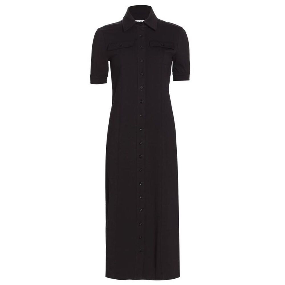 Frame Womens Jersey Utility Short-Sleeve Midi Shirt Dress Small Black - NWT $378